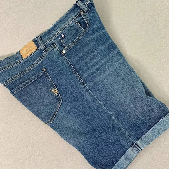 U.S. Polo Assn. Women's Denim Bermuda Jeans Shorts Stretchy Washed Blue Size 10 - Picture 5 of 16